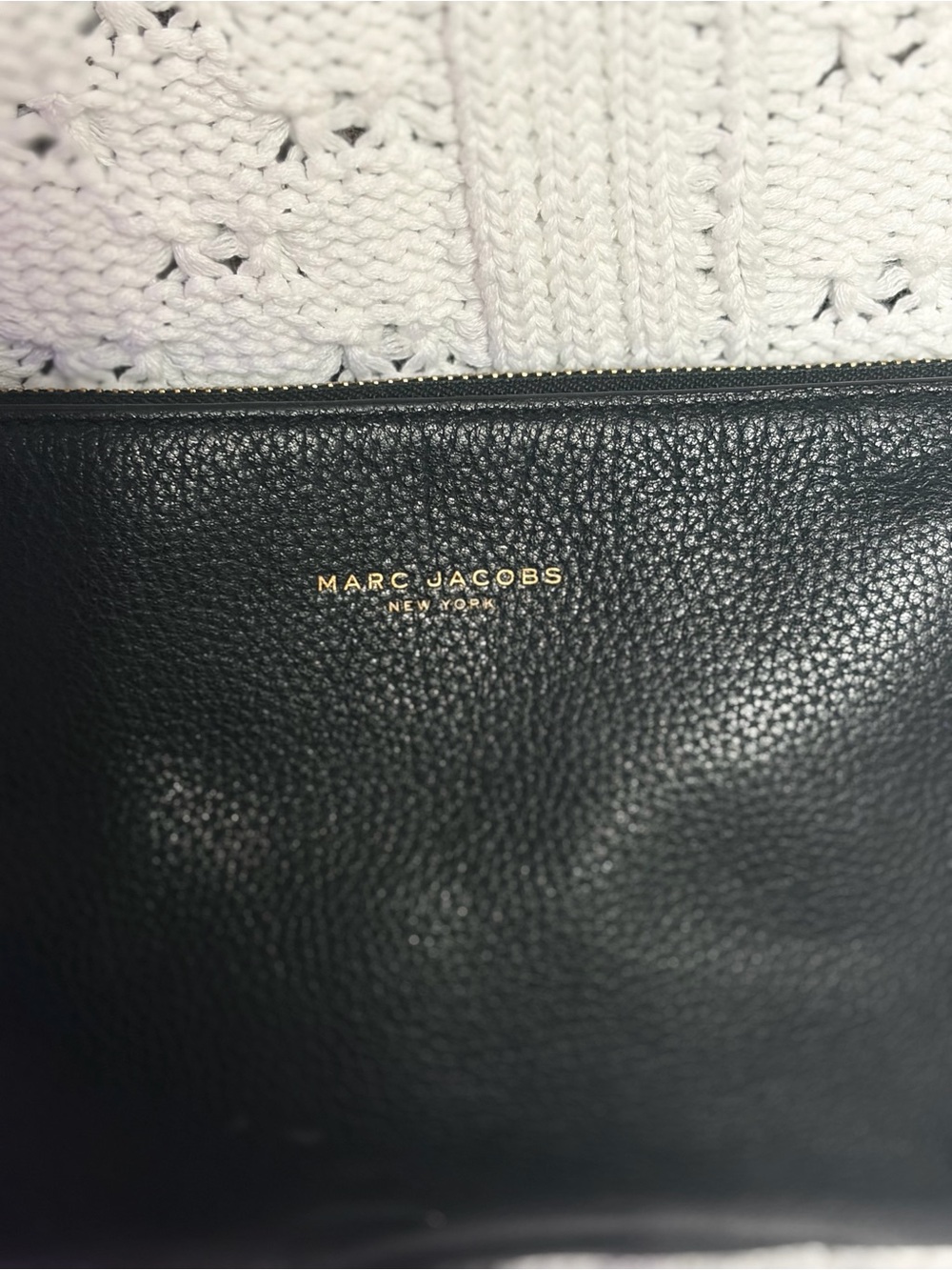 Marc Jacobs Black Pebbled Leather Crossbody Pouch with Gold Logo